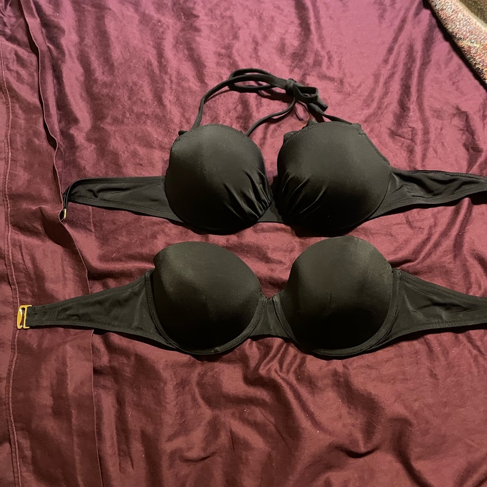 2 black 32dd Victoria secret swim suit tops